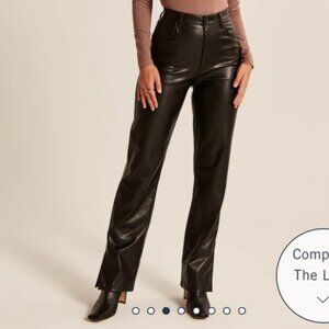 Abercrombie & Fitch Curve Love - Ultra High Waist Vegan Leather Split Hem Pants